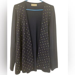 Carolyn Taylor Navy Cardigan with Gold studs in size large